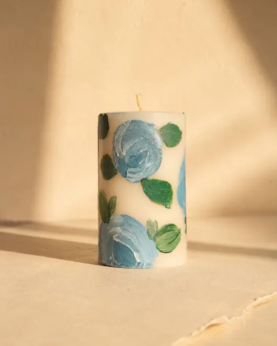 شمع گل رز آبی